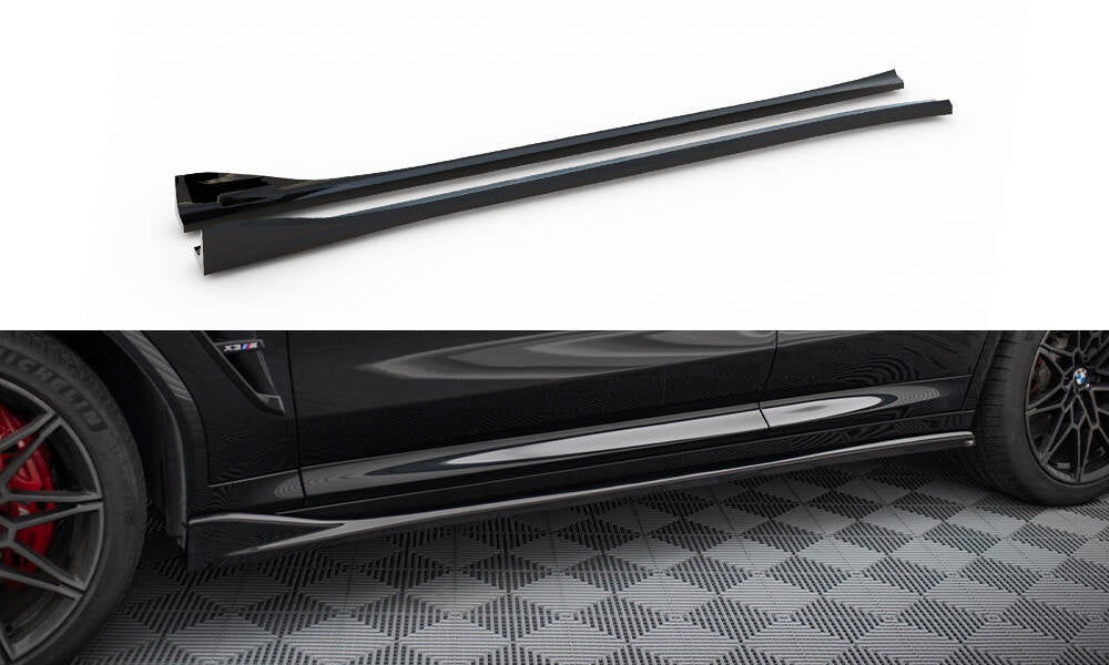 Maxton Seitenschweller Ansatz für BMW X3 M F97 Facelift schwarz Hochglanz