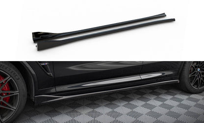 Maxton Seitenschweller Ansatz für BMW X3 M F97 Facelift schwarz Hochglanz