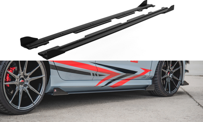 Maxton Robuste Racing Seitenschweller Ansatz für für + Front Stoßstangen Racing Flaps passend für Ford Fiesta Mk8 ST / ST-...