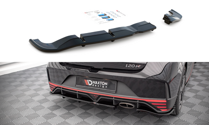 Maxton Mittlerer Diffusor Heck Ansatz DTM Look für Hyundai I20 N Mk3 schwarz Hochglanz