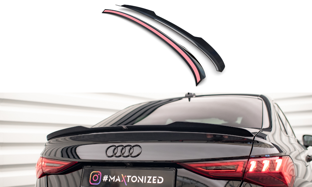 Maxton Spoiler CAP für Audi A3 / A3 S-Line / S3 / RS3 Limousine 8Y schwarz Hochglanz