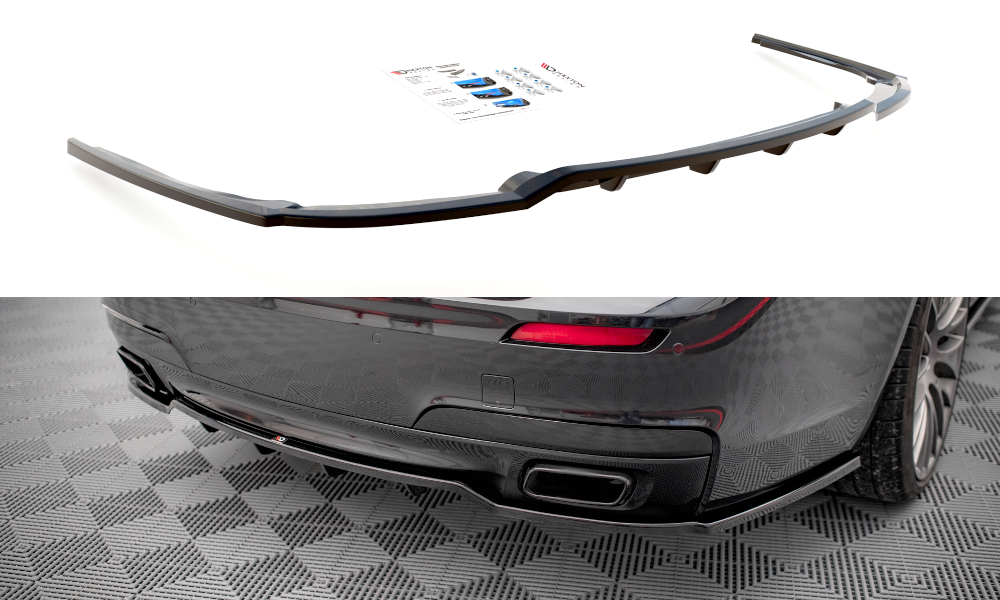 Maxton Mittlerer Diffusor Heck Ansatz DTM Look für BMW 7 M-Paket F01 schwarz Hochglanz