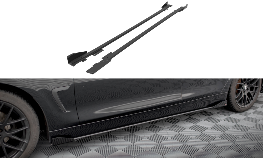 Maxton Street Pro Seitenschweller Ansatz für + Flaps BMW 4er Gran Coupe F36 schwarz Hochglanz