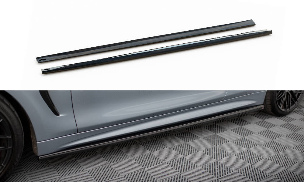 Maxton Seitenschweller Ansatz für V.3 für BMW 4er Coupe / Gran Coupe / Cabrio M-Paket F32 / F36 / F33 schwarz Hochglanz
