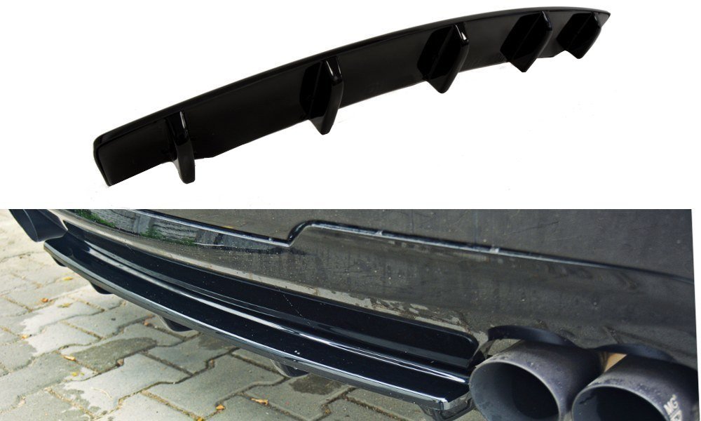 Maxton Mittlerer Diffusor Heck Ansatz für BMW 5er F11 M Paket (mit zwei Doppel Endstücken) schwarz Hochglanz