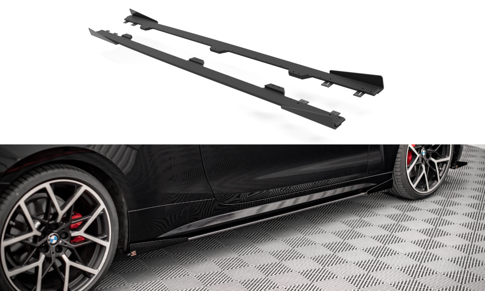 Maxton Street Pro Seitenschweller Ansatz für + Flaps BM 4 M-Paket G22 schwarz Hochglanz