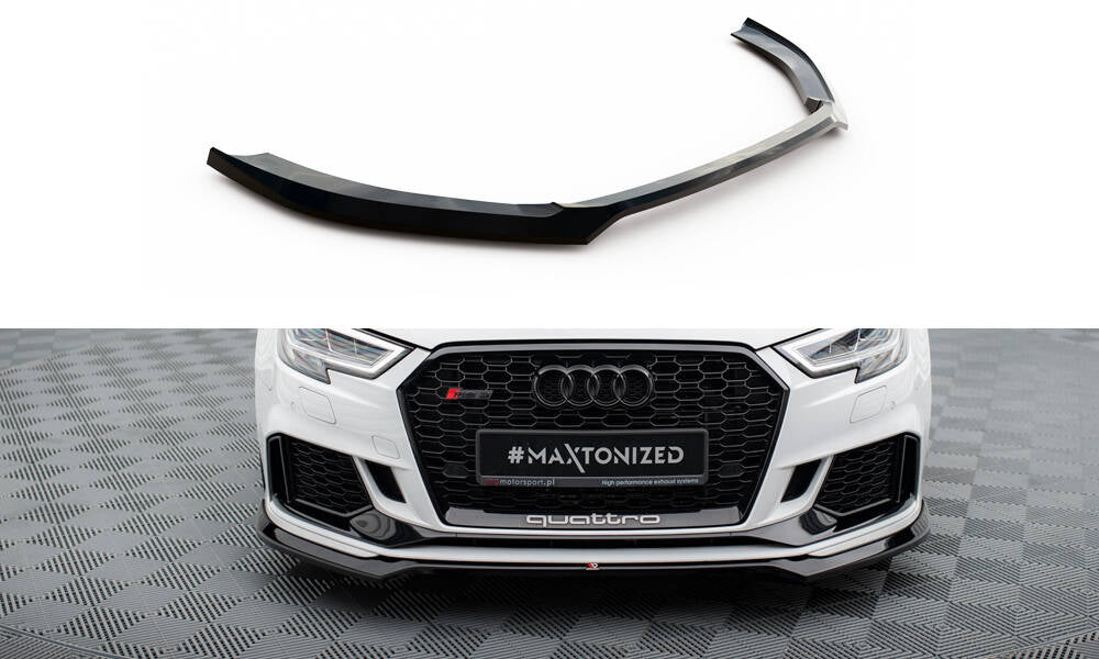 Maxton Front Ansatz V.5 für Audi RS3 Limousine 8V Facelift schwarz Hochglanz