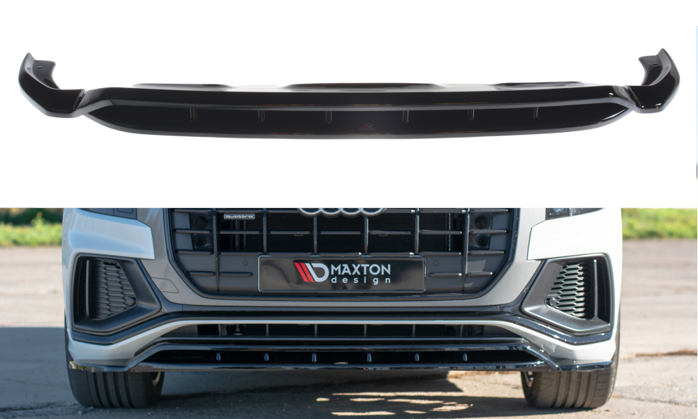 Maxton Front Ansatz für  V.1 Audi Q8 S-line / SQ8 Mk1 schwarz Hochglanz