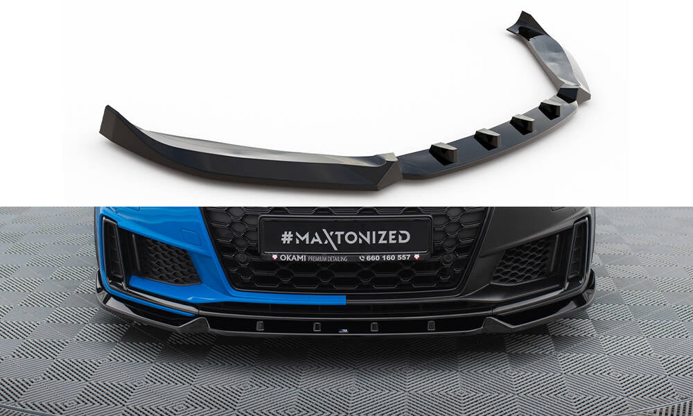 Maxton Front Ansatz V.1 für Audi TT S 8S Facelift schwarz Hochglanz