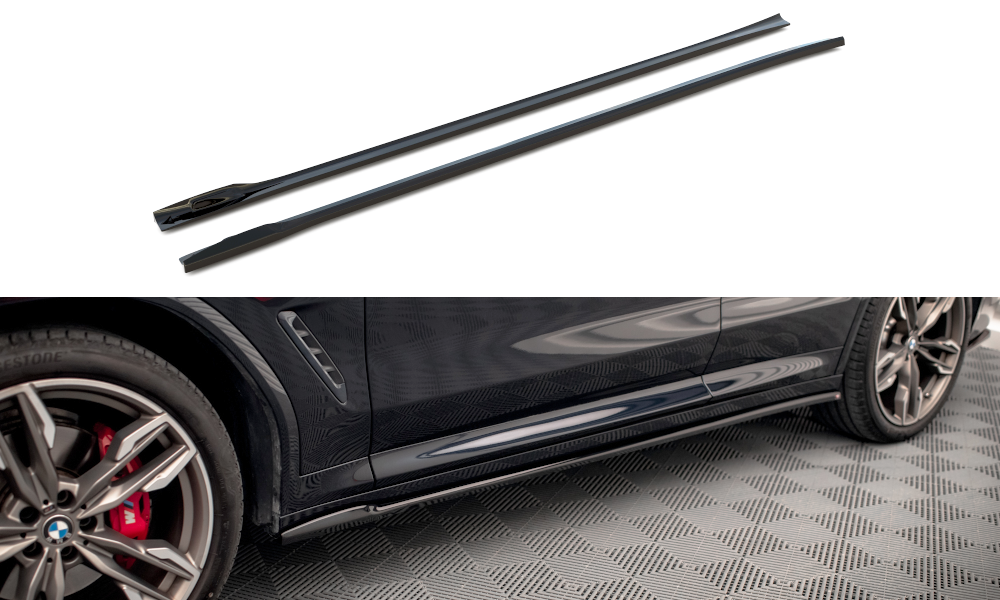 Maxton Seitenschweller Ansatz für V.2 für  BMW X3 M40d / M40i / M-Paket G01  schwarz Hochglanz
