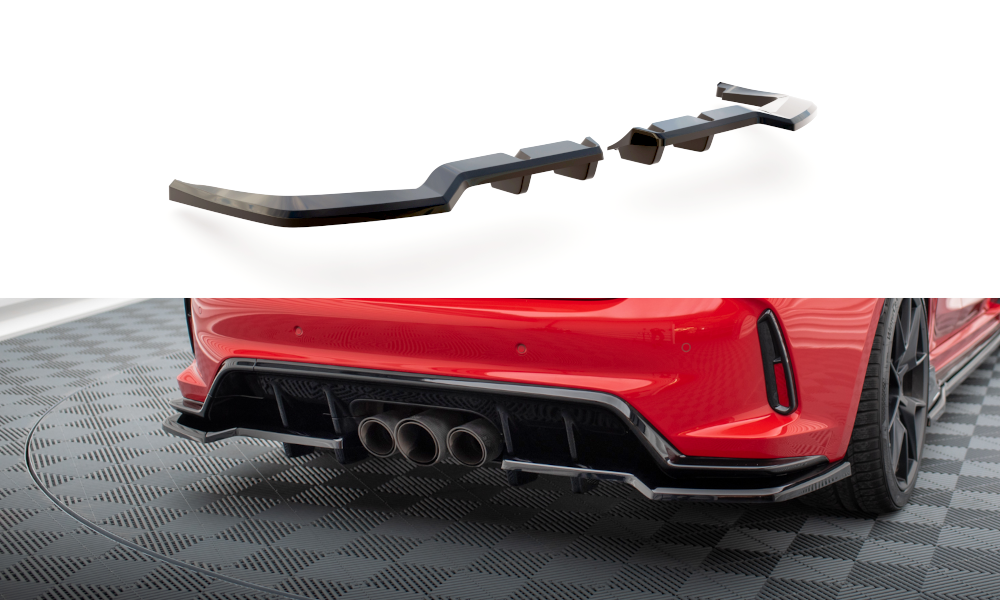 Maxton Mittlerer Diffusor Heck Ansatz DTM Look für V.1 Honda Civic Type-R Mk 11 schwarz Hochglanz