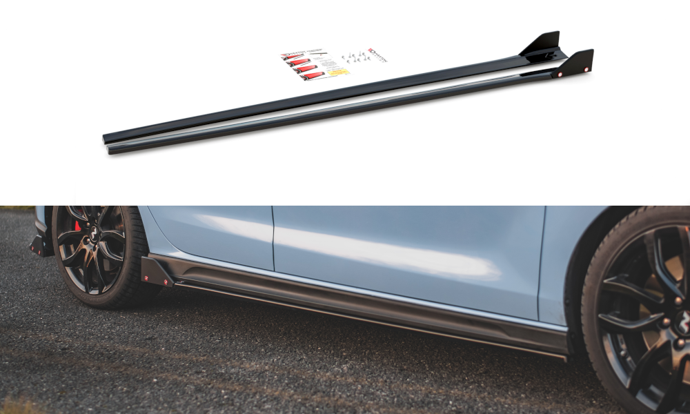 Maxton Seitenschweller Ansatz für V.5 + Flaps Hyundai I30 N Mk3 / Mk3 FL Hatchback/Fastback