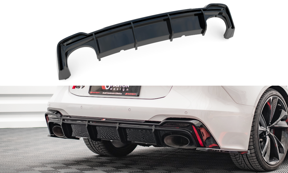 Maxton Diffusor Heck Ansatz für Audi RS6 C8 / RS7 C8 (Version mit Anhängerkupplung) schwarz Hochglanz