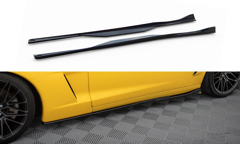 Maxton Seitenschweller Ansatz für Chevrolet Corvette C6 schwarz Hochglanz