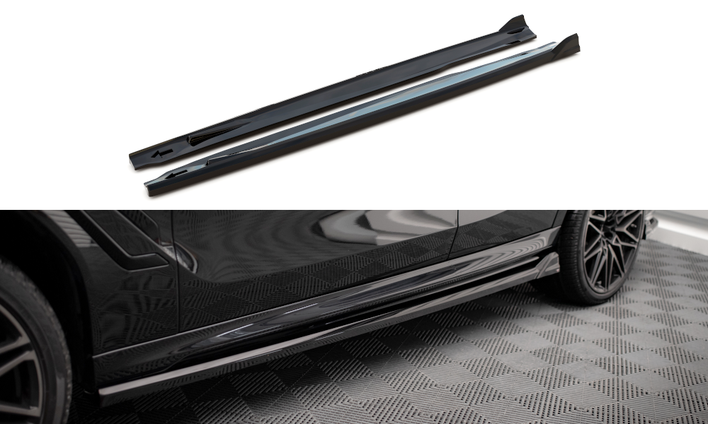 Maxton Seitenschweller Ansatz für BMW X6 M F96 / X6 M-Paket G06 schwarz Hochglanz