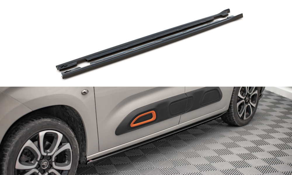Maxton Seitenschweller Ansatz für Citroen Berlingo Mk3 schwarz Hochglanz