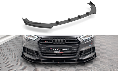 Maxton Street Pro Front Ansatz für +Flaps für V.1 + Flaps Audi S3 / A3 S-Line Sportback 8V Facelift schwarz Hochglanz