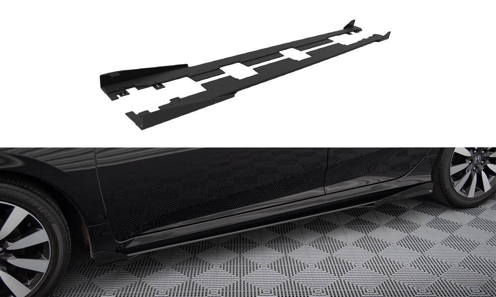 Maxton Street Pro Seitenschweller Ansatz für + Flaps Honda Civic Mk10 schwarz Hochglanz