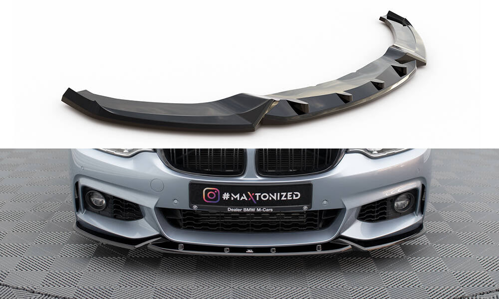 Maxton Front Ansatz V.3 für BMW 4er Coupe / Gran Coupe / Cabrio M-Paket F32 / F36 / F33 schwarz Hochglanz