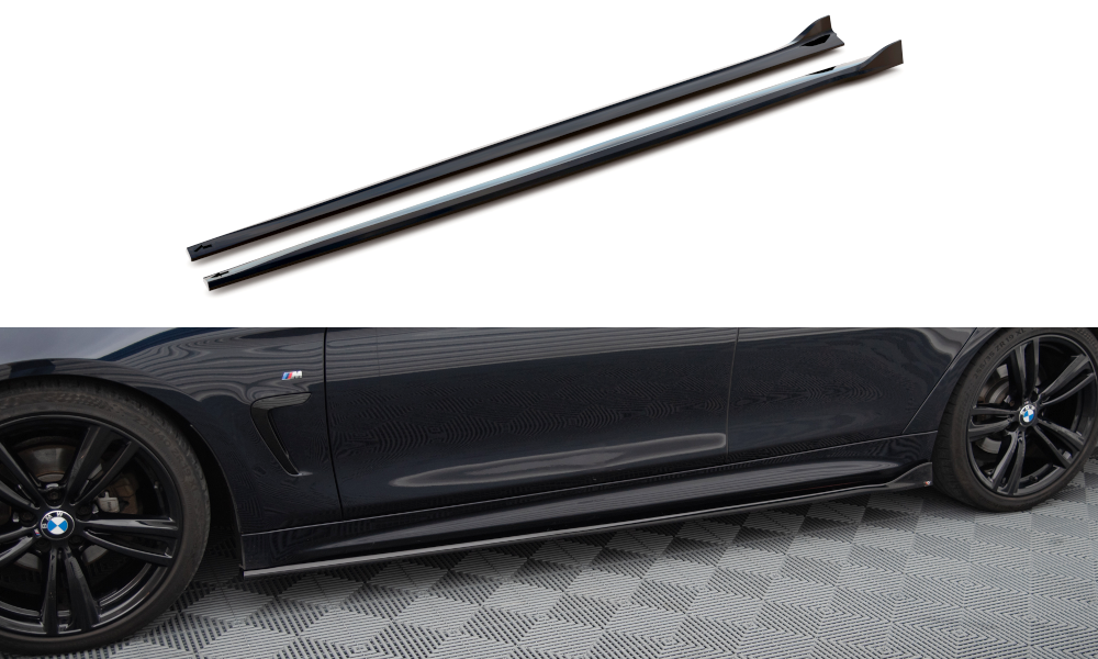 Maxton Seitenschweller Ansatz für V.3 für BMW 4er Coupe / Gran Coupe / Cabrio M-Paket F32 / F36 / F33 schwarz Hochglanz