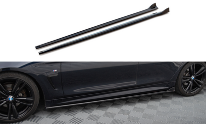 Maxton Seitenschweller Ansatz für V.3 für BMW 4er Coupe / Gran Coupe / Cabrio M-Paket F32 / F36 / F33 schwarz Hochglanz