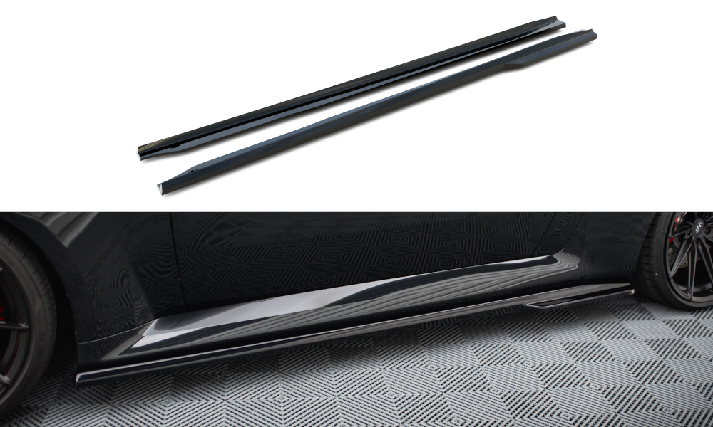 Maxton Seitenschweller Ansatz für V.2 für BMW M2 G87 schwarz Hochglanz