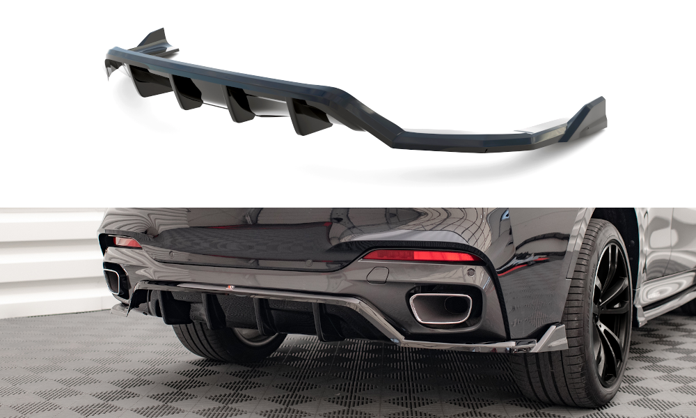 Maxton Mittlerer Diffusor Heck Ansatz DTM Look für BMW X6 M-Paket F16 schwarz Hochglanz