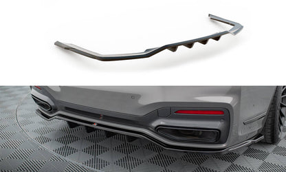 Maxton Hinten Splitter (mit einem vertikalem balken) V.2 BMW 7 G11 M-Paket Facelift schwarz Hochglanz