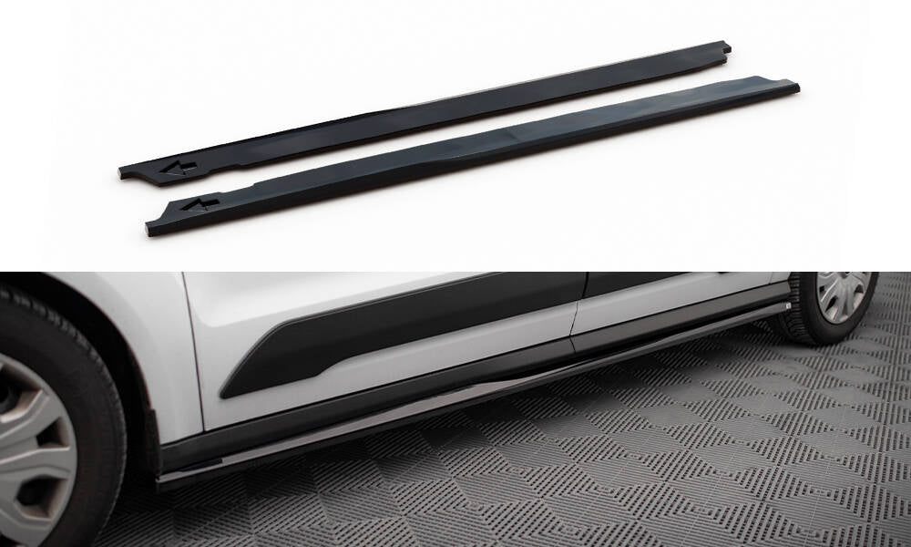 Maxton Seitenschweller Ansatz für Ford Transit Connect Mk2 Facelift schwarz Hochglanz