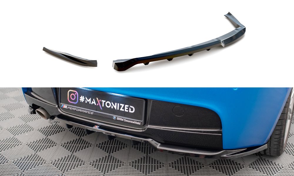 Maxton Mittlerer Diffusor Heck Ansatz DTM Look für BMW 1er M-Paket E87 Facelift schwarz Hochglanz