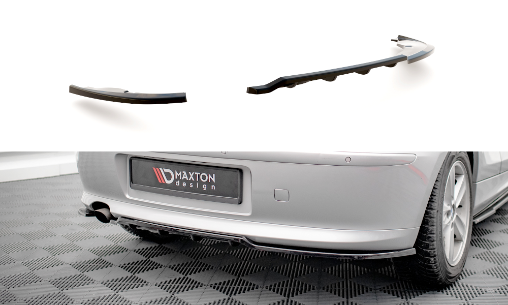 Maxton Mittlerer Diffusor Heck Ansatz DTM Look für BMW 1er E81 Facelift schwarz Hochglanz