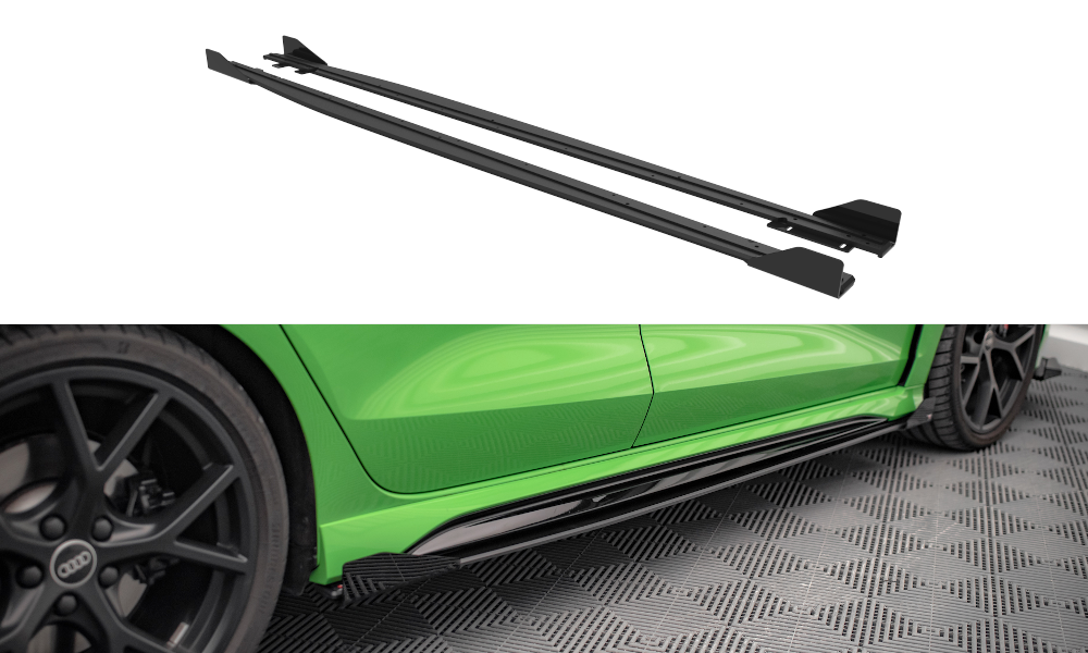 Maxton Street Pro Seitenschweller Ansatz für + Flaps Audi RS3 Limousine 8Y schwarz Hochglanz