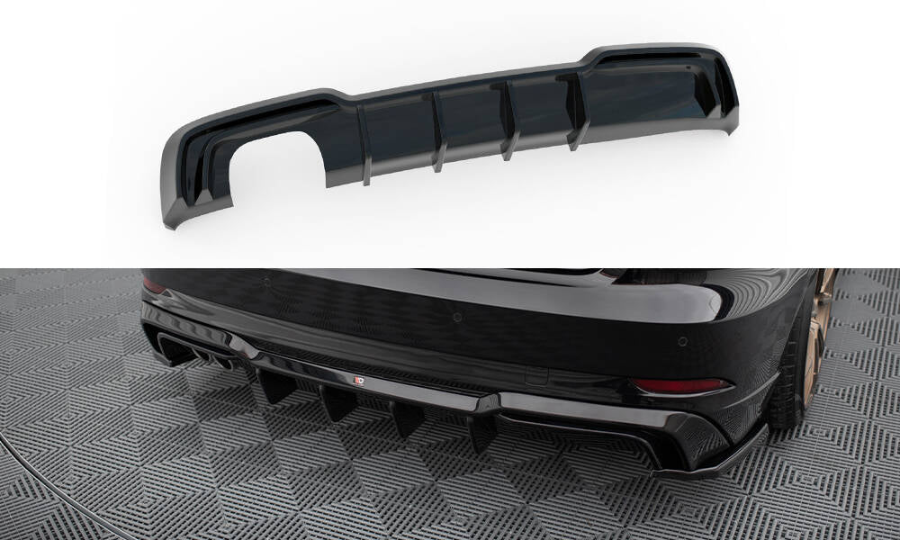 Maxton Diffusor Heck Ansatz für Audi A3 S-Line Sportback 8V Facelift (Version mit Doppelauspuff auf einer Seite)