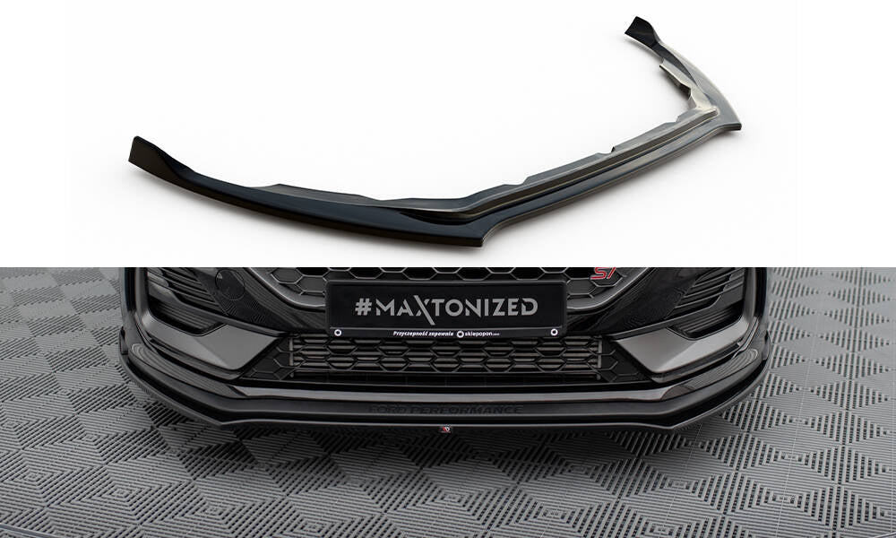 Maxton Front Ansatz V.1 für Ford Fiesta ST Mk8 Facelift schwarz Hochglanz