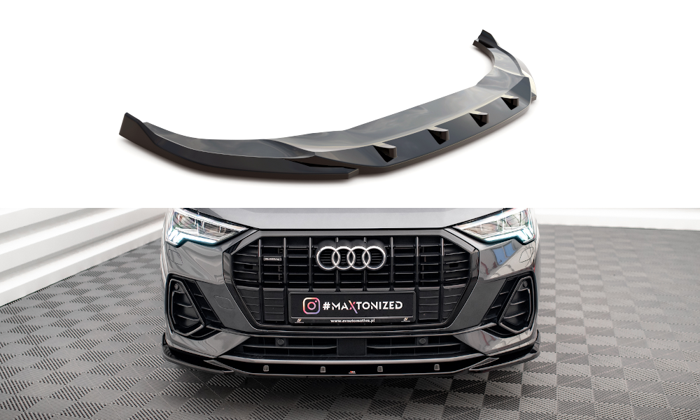 Maxton Front Ansatz V.1 für Audi Q3 S-Line F3 schwarz Hochglanz