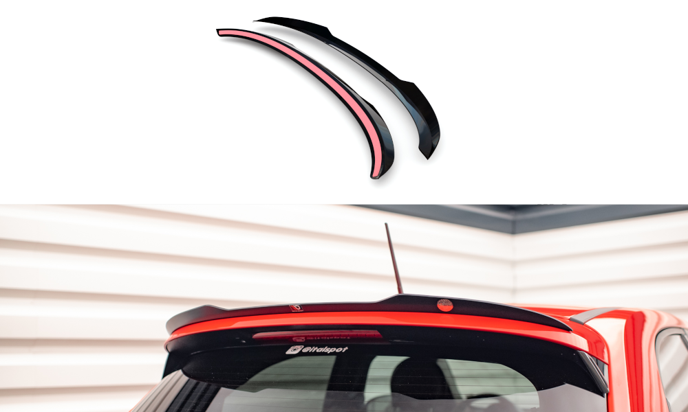 Maxton Spoiler CAP für Fiat 500X Sport Mk1 Facelift schwarz Hochglanz