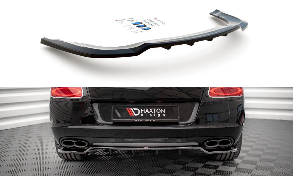 Maxton Mittlerer Diffusor Heck Ansatz DTM Look für Bentley Continental GT V8 S Mk2 schwarz Hochglanz