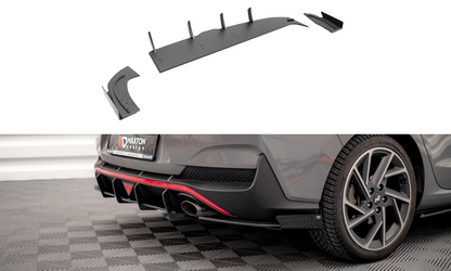 Maxton Street Pro Heck Ansatz Flaps Diffusor +Flaps für Hyundai I30 Fastback N-Line Mk3 Facelift schwarz Hochglanz