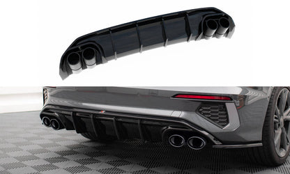 Maxton Diffusor Heck Ansatz für + Endschalldampfer Sportauspuff Attrappe Audi A3 S-Line Limousine 8Y