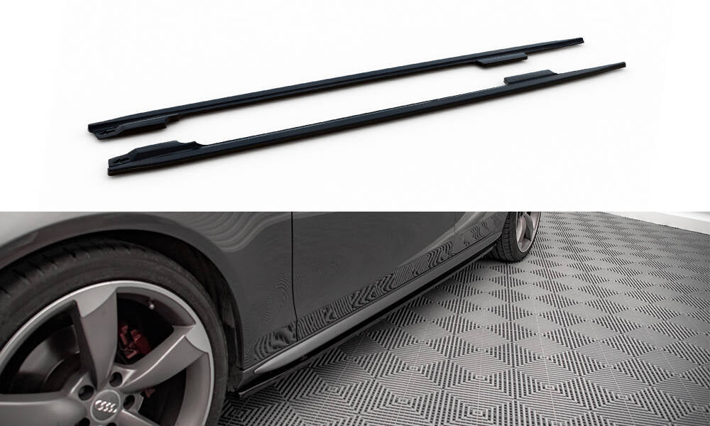 Maxton Seitenschweller Ansatz für V.2 für Audi A4 / A4 S-Line / S4 B8  schwarz Hochglanz
