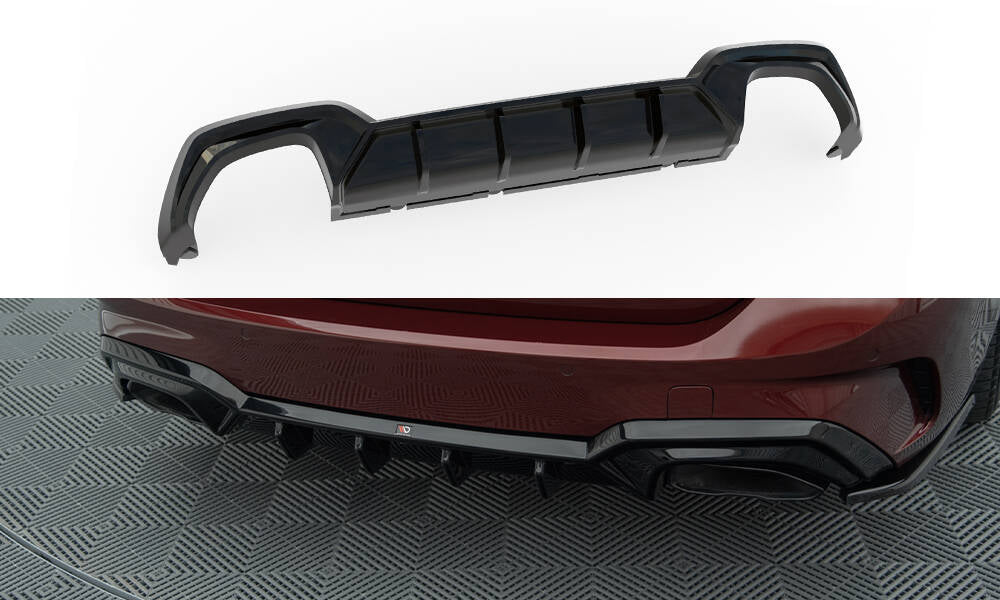 Maxton Diffusor Heck Ansatz für BMW M340i G20 / G21 (Passend für Fahrzeuge mit Anhängerkupplung) schwarz Hochglanz