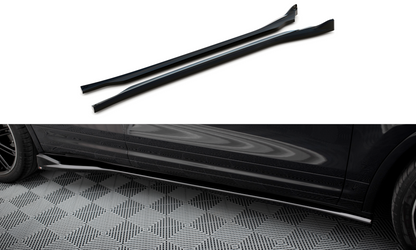 Maxton Seitenschweller Ansatz für Porsche Cayenne Mk2 Facelift schwarz Hochglanz