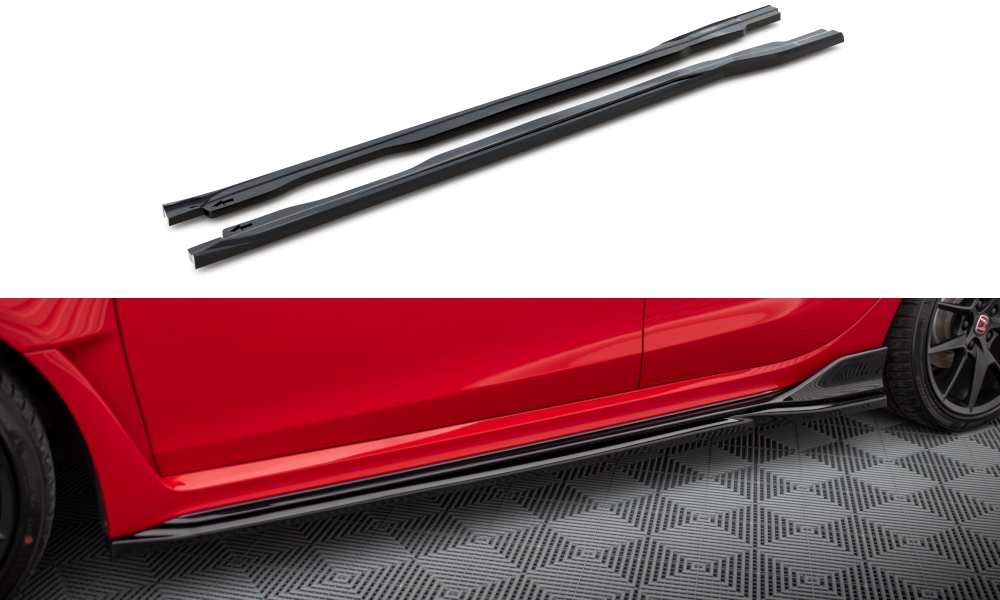 Maxton Seitenschweller Ansatz für V.1 für Honda Civic Type-R Mk 11 schwarz Hochglanz