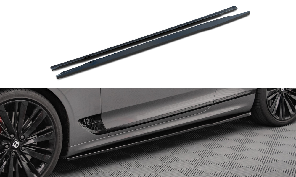 Maxton Seitenschweller Ansatz für Bentley Continental GT Mk3 schwarz Hochglanz