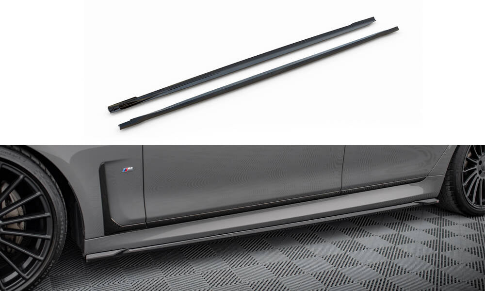 Maxton Seitenschweller Ansatz für V.2 für BMW 7 G11 M-Paket Facelift schwarz Hochglanz
