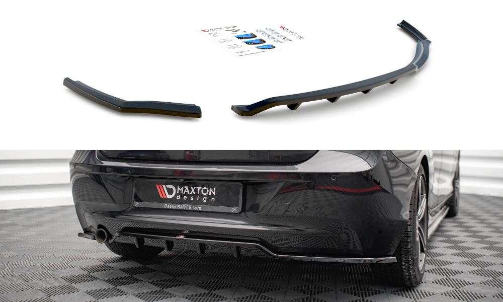 Maxton Mittlerer Diffusor Heck Ansatz DTM Look für BMW 1er F20 schwarz matt