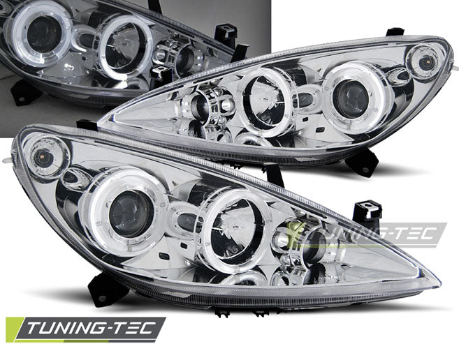 Tuning-Tec LED Angel Eyes Scheinwerfer für Peugeot 307 01-05 chrom
