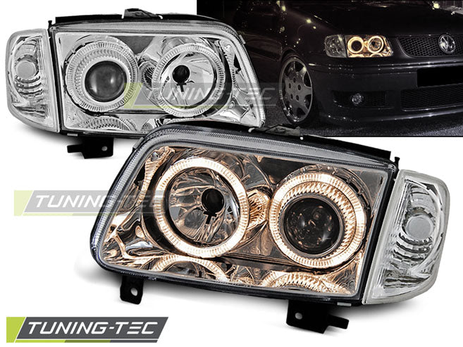 Tuning-Tec Angel Eyes Scheinwerfer für VW Polo 6N2 99-01 chrom