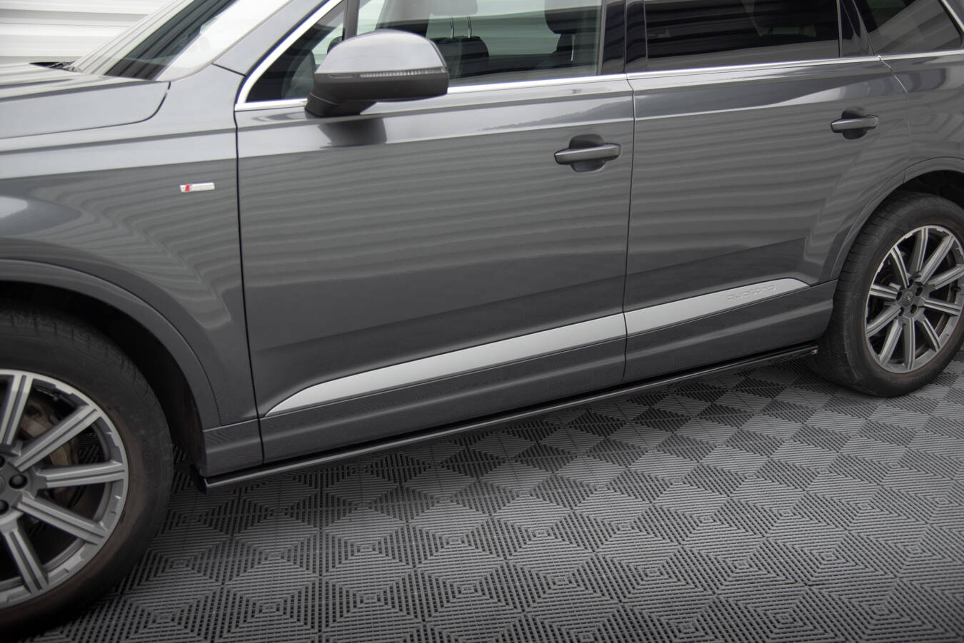 Maxton Seitenschweller Ansatz für Audi Q7 Mk2 schwarz Hochglanz