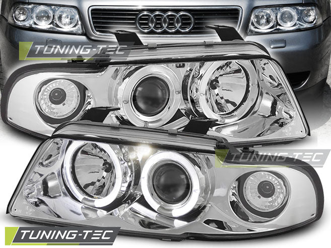 Tuning-Tec LED Angel Eyes Scheinwerfer für Audi A4 B5 94-98 chrom